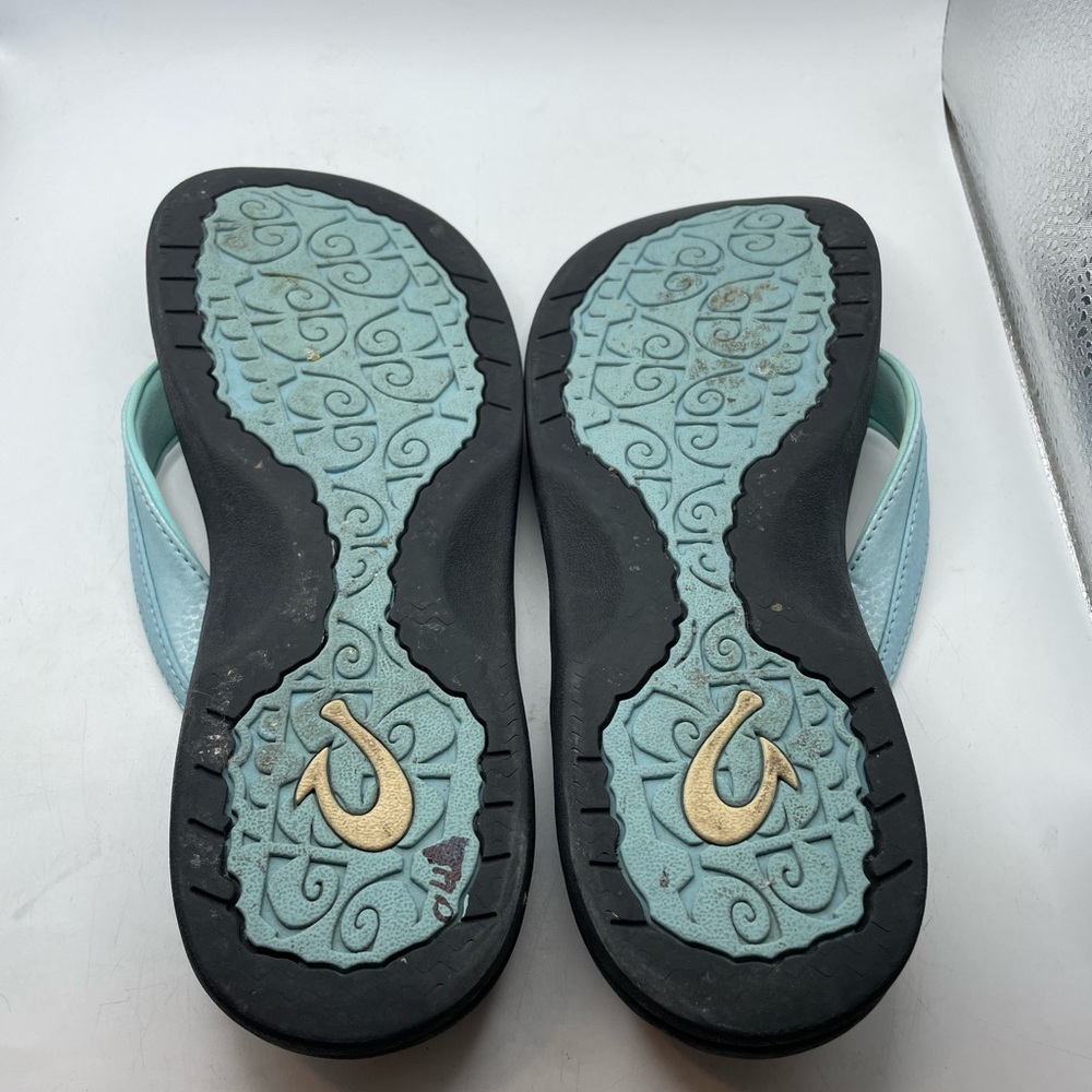 OluKai Women's Teal Black Flip Flop Sandals - Picture 8 of 9